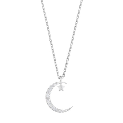 Light Gray Moon & Star Necklace Estella Bartlett