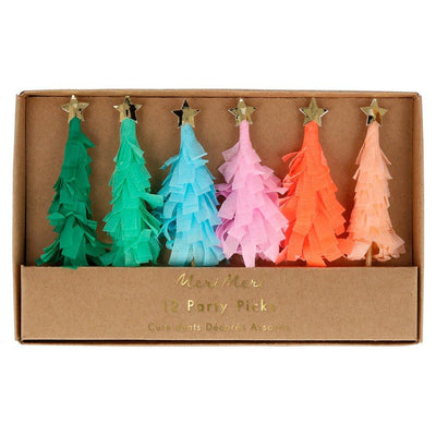 Meri Meri Rainbow Fringed Tree Party Picks - Set of 12