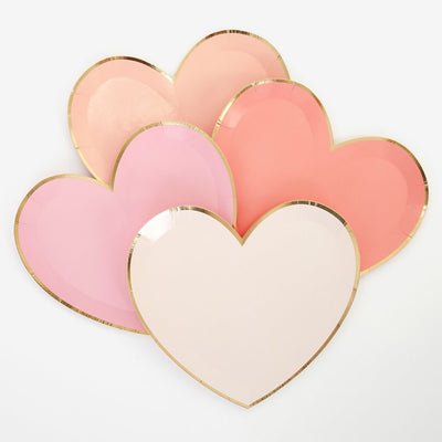 Meri Meri Pink Tone Large Heart Plates - Set of 8