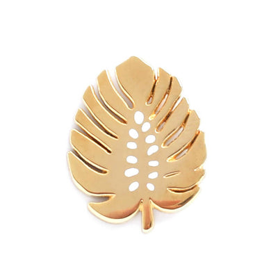 Tan Monstera Leaf Enamel Pin Old English Company