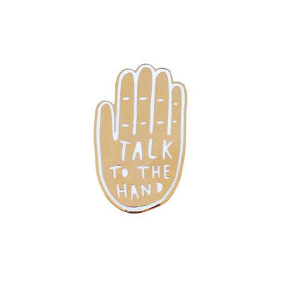 Tan Talk To The Hand Enamel Pin Old English Company