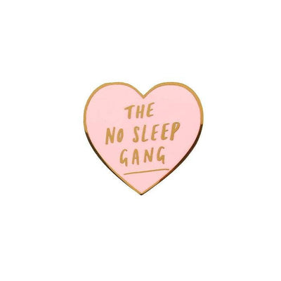 Pink No Sleep Heart Enamel Pin Old English Company