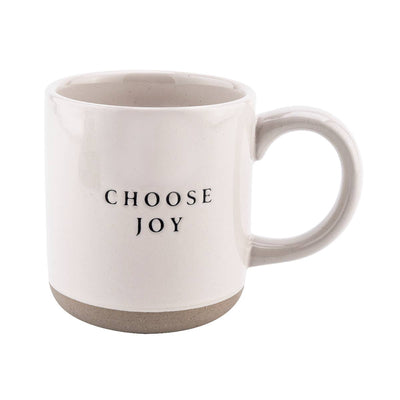 Light Gray Choose Joy - Cream Stoneware Coffee Mug - 14 oz Sweet Water Decor