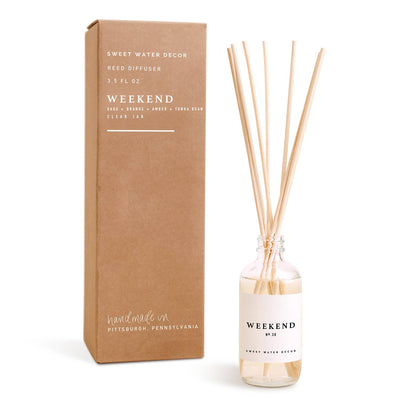 Rosy Brown Weekend Reed Diffuser - Clear Jar - 3.5 oz Sweet Water Decor