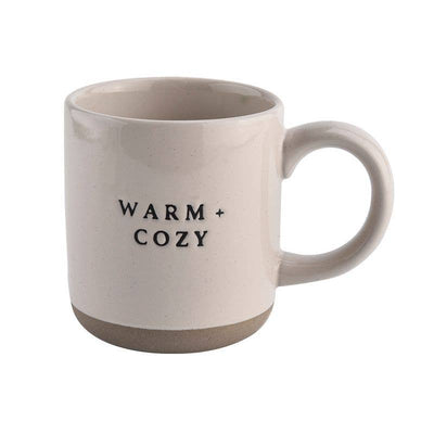 Dark Gray Warm and Cozy - Cream Stoneware Coffee Mug - 14 oz Sweet Water Decor