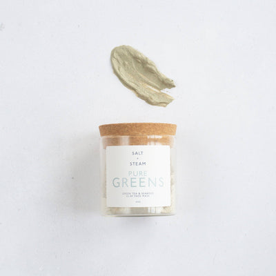 Lavender Pure Greens - Seaweed & Green Tea Clay Face Mask Salt + Steam