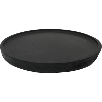 Dark Slate Gray Large Round Wood Tray - Black - 10x10" Sweet Water Decor