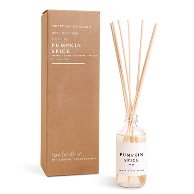 Rosy Brown Pumpkin Spice Reed Diffuser - Clear Jar - 3.5 oz Sweet Water Decor