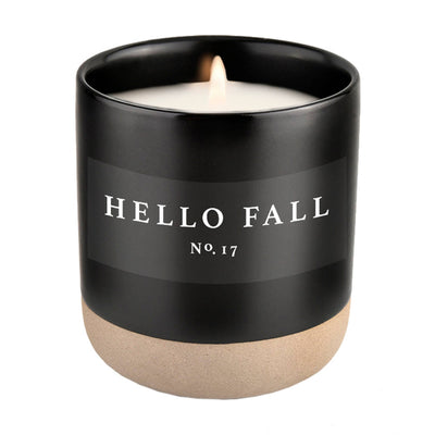 Dark Slate Gray Hello Fall Soy Candle - Black Stoneware Jar - 12 oz Sweet Water Decor