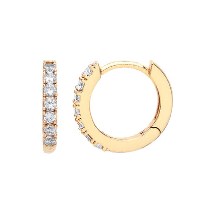 Wheat Pave Set Hoop Earrings - Gold Estella Bartlett