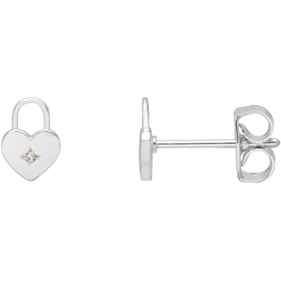 Light Gray Heart Padlock Ear Studs Estella Bartlett