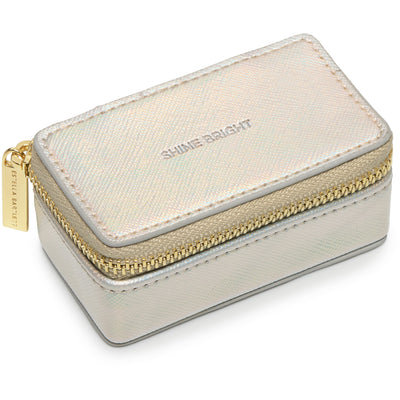 Light Gray Tiny Jewellery Box - Iridescent - Saffiano Estella Bartlett