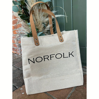 Dark Gray Norfolk Long Handled Jute Tote Norfolking Around