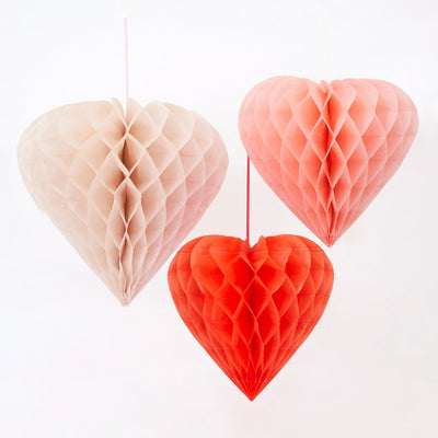 Meri Meri Heart Honeycomb Decorations - Set of 6