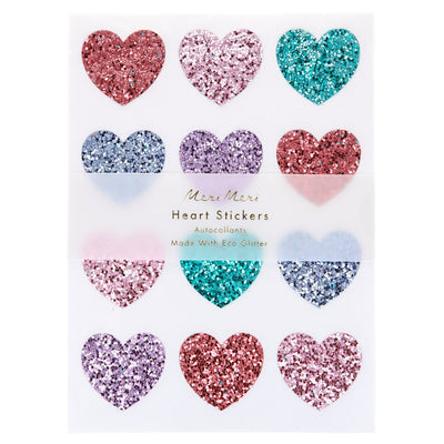 Meri Meri Rainbow Glitter Heart Stickers - Set of 8 Sheets