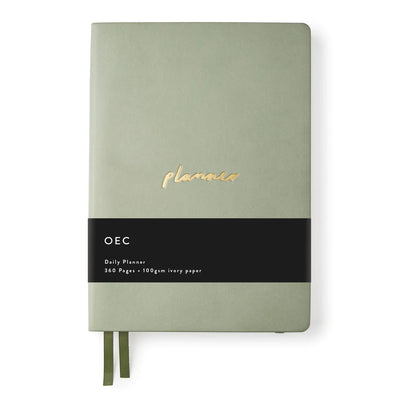 Dark Gray Daily Planner Book - Sage Green Old English Company