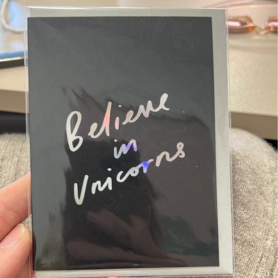 Dark Slate Gray Believe in Unicorn Small Card Old English Company