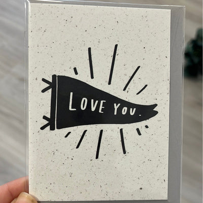 Gray Love You Flag Small Card Old English Company